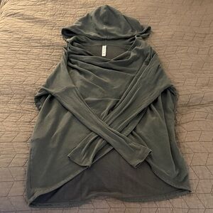 Athleta Charcoal Hooded Wrap Sweatshirt